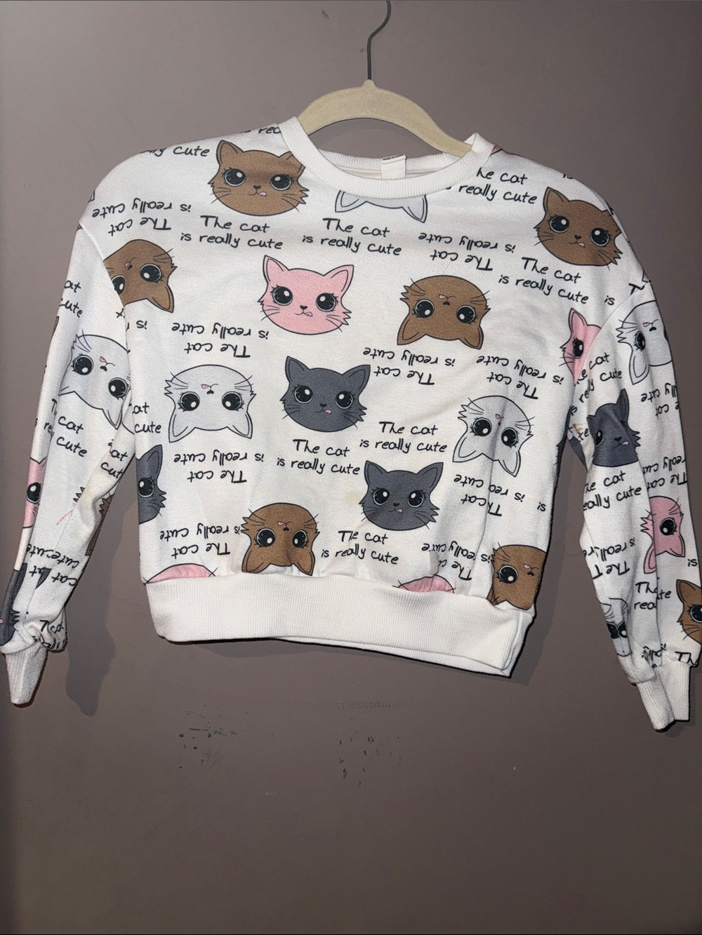 Girl's Cute Cat Pattern Sweatshirt